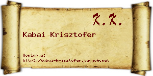 Kabai Krisztofer névjegykártya